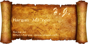 Hargas János névjegykártya